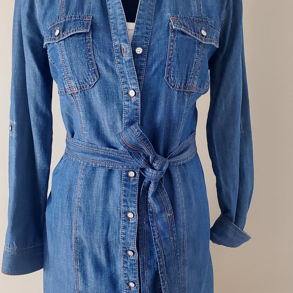 Inc  Belted Denim Dress